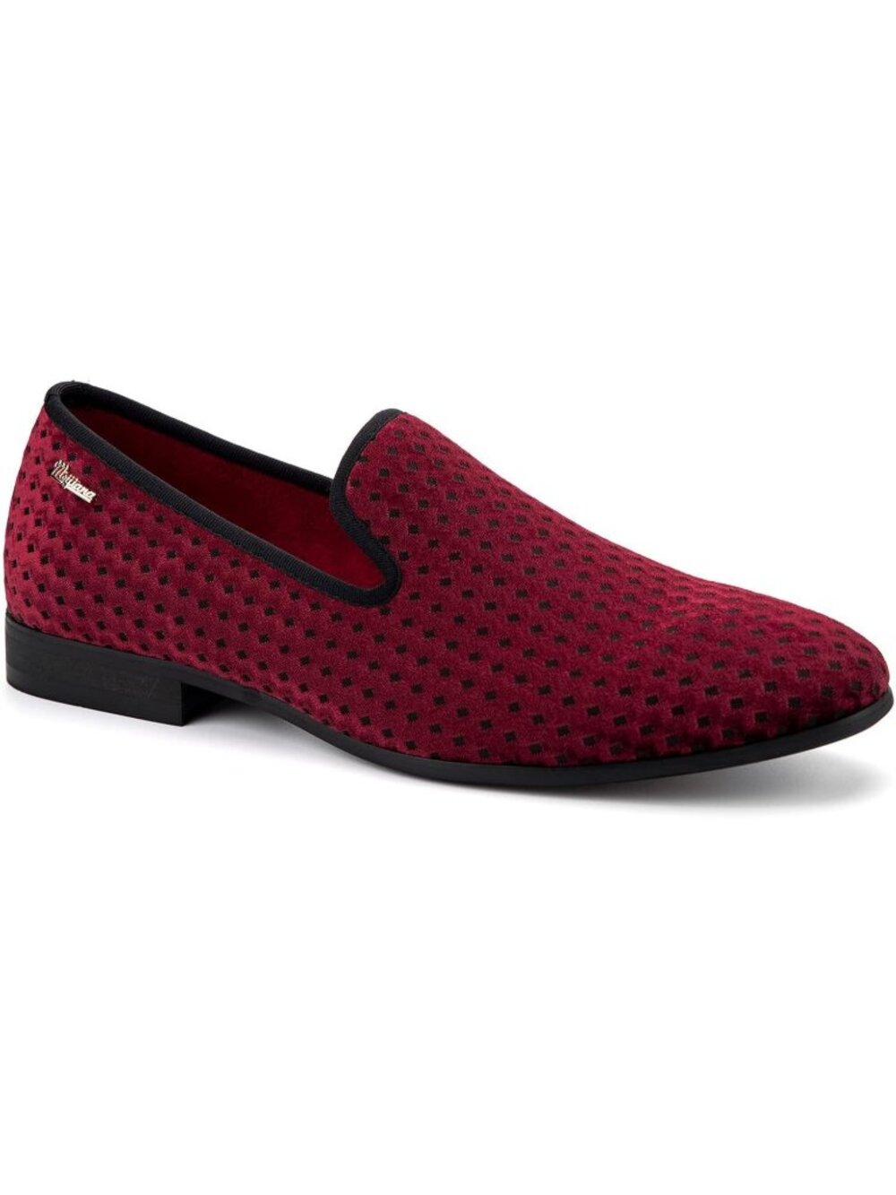 Meijiana Men's Red02 Velvet Loafer Embossed Pattern Slip On Tuxedo Dress Shoes